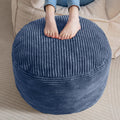 HIGOGOGO Round Stuffed Pouf Ottoman, Corduroy Poufs with Foam Chunk Filling, Furry and Fluffy Pouf Foot Stool Storage Ottoman, 26 X 18 Floor Poufs Foot Rest for Living Room, Bluestone by HIGOGOGO