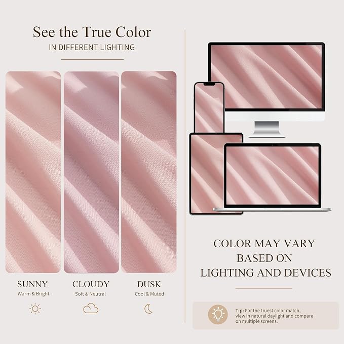 Hokibero Pink Pinch Pleated Linen Curtains 90 Inch Long for Living Room | Light Filtering Semi Sheer Curtain,Back Tab Hooks Rings,Modern Farmhouse Textured Privacy Drapes for Bedroom Window,2 Panels - Image 8