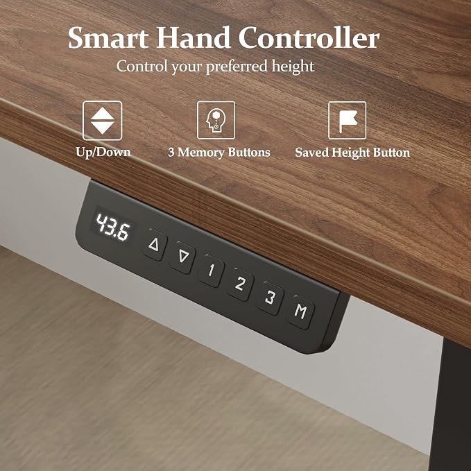 Klicelor L Shaped Standing Desk 63 x 55.1 Inch Dual Motors, Electric Height Adjustable Corner Desk for Home Office Workstation, Ergonomic Sit Stand Computer Table with Memory Controller, Dark Walnut - Image 8