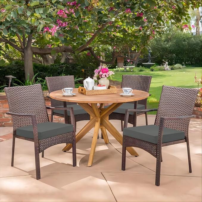 HARBOREST Outdoor Chair Cushions Set of 4, Water Resistant Patio Chair Cushions with Ties, Square Corner Outdoor Seat Cushions for Patio Furniture, 18.5"x16"x3", Dark Grey - Image 7
