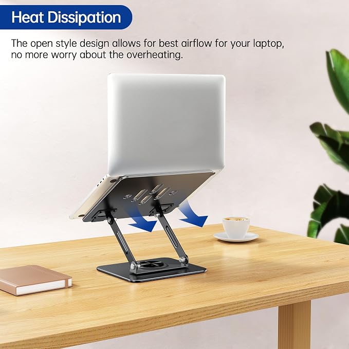 BESIGN Laptop Stand with 360° Rotating Base, Ergonomic Adjustable Notebook Riser, Foldable Computer Holder Compatible with 10-14" Laptops, LS11 Black - Image 7