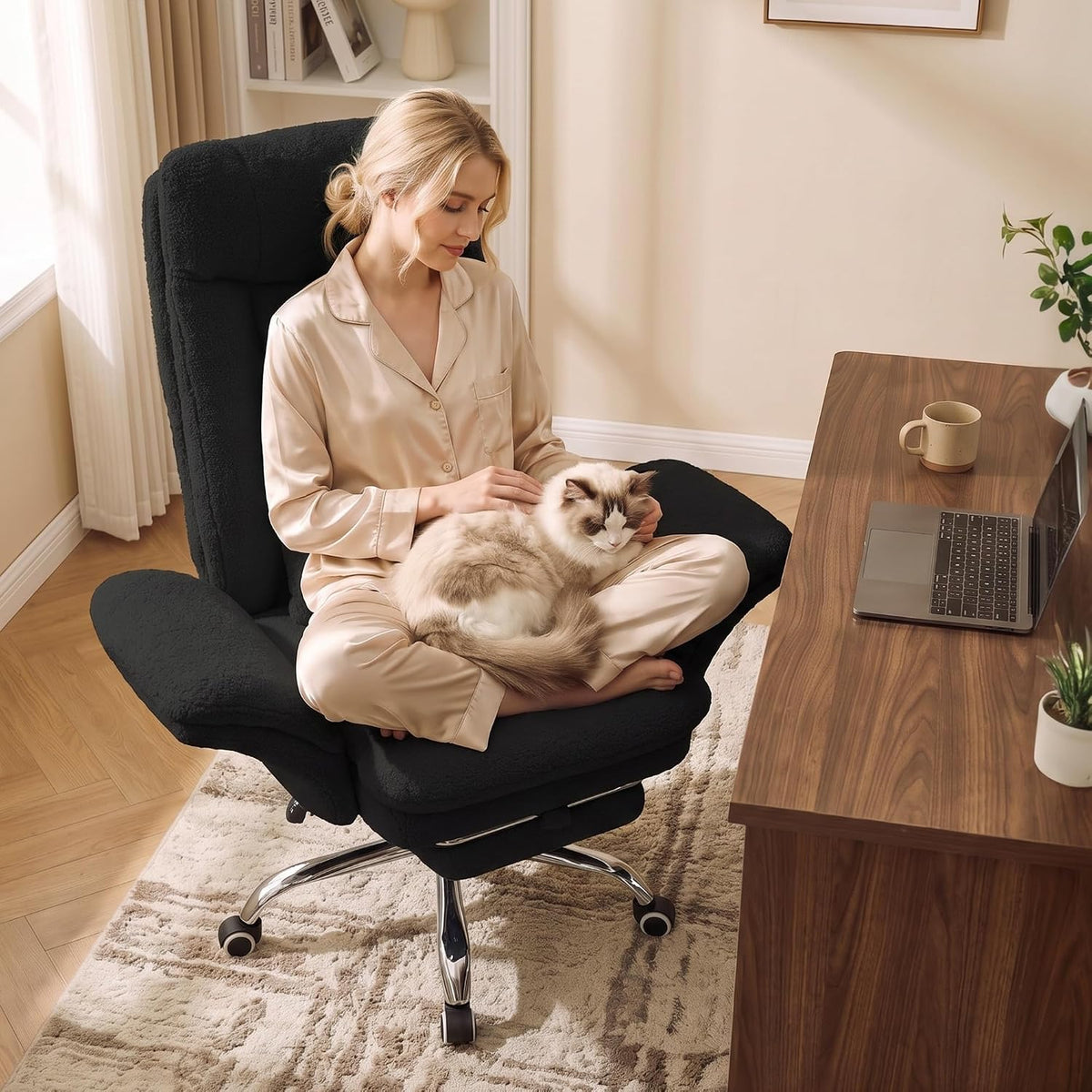 Criss Cross Office Chair, Flip Armrests For Pets & Cross Legged Sitting by GENTEACO