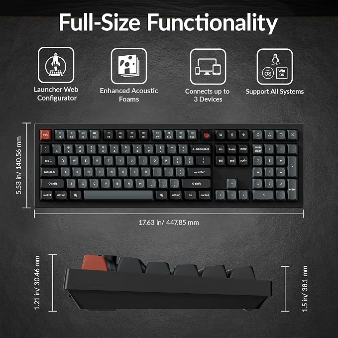 Keychron V6 8K Full Size Wired Mechanical Keyboard with Programmable Knob, 8000 Hz Polling Rate, OSA PBT Keycaps, Hot-swappable Super Red Switchs, RGB Backlit for Mac Windows Linux - Image 2