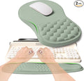 2-in-1 Ergonomic Set, Wave Rise Keyboard Wrist Rest and Massage Bulge Slope Mouse Pad Wrist Support, Cushion Memory Foam Integrated to Relieve Wrist Pain, Light Green by KUOSGM