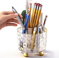 GOTOBA 360° Rotating Pencil Holder for Desk, Makeup Brush Holder with 6 Slots, Desk Organizer for Writing Utensil, Office and School Supplies (Transparent) by GOTOBA