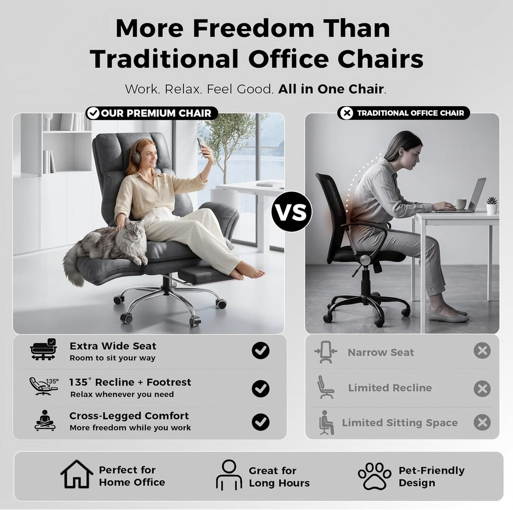 Big and Tall Office Chair, Flip Armrests for Pets & Cross Legged Sitting - Image 3