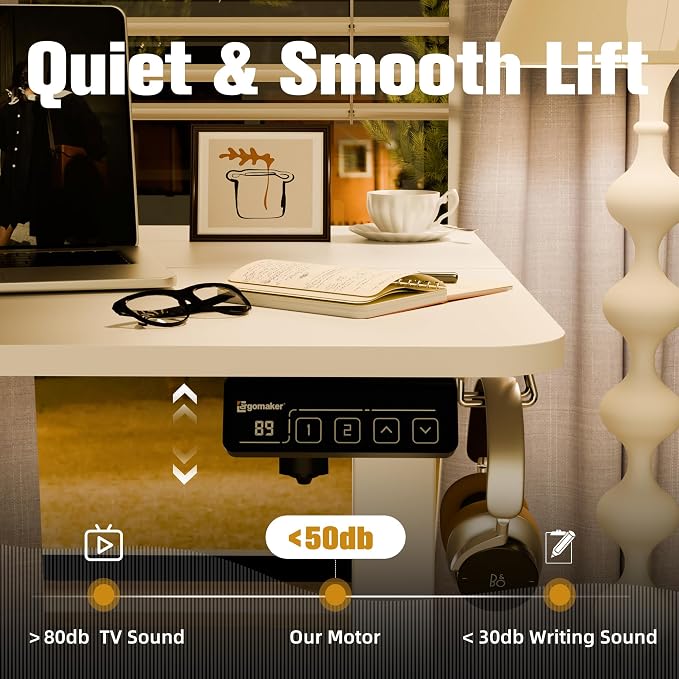 Small Standing Desk,35"x24" Height Adjustable Sit-Stand Home Office,White | Electric Adjustable Standing Desk, Sit to Stand Computer Office Desk with Splice Board, Memory Preset, Lifts 28.7''-46.5" - Image 6
