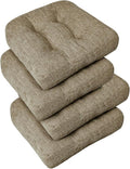 downluxe Chair Cushions for Dining Chairs 4 Pack, Tufted Indoor Chair Pads with Non-Slip Bottom, U-Shaped Kitchen Chair Cushions, 17"x17"x4", Khaki by Downluxe