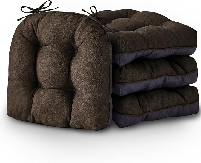 IASEAHK Chair Cushions for Dining Chairs, Seat Cushions for Kitchen Chairs, Indoor Seat Cushions with Ties, Tufted Foam Chair Pads, Non Slip Chair Cushions Set of 4, 15.5" x 15.5" x 4", Brown - Image 8