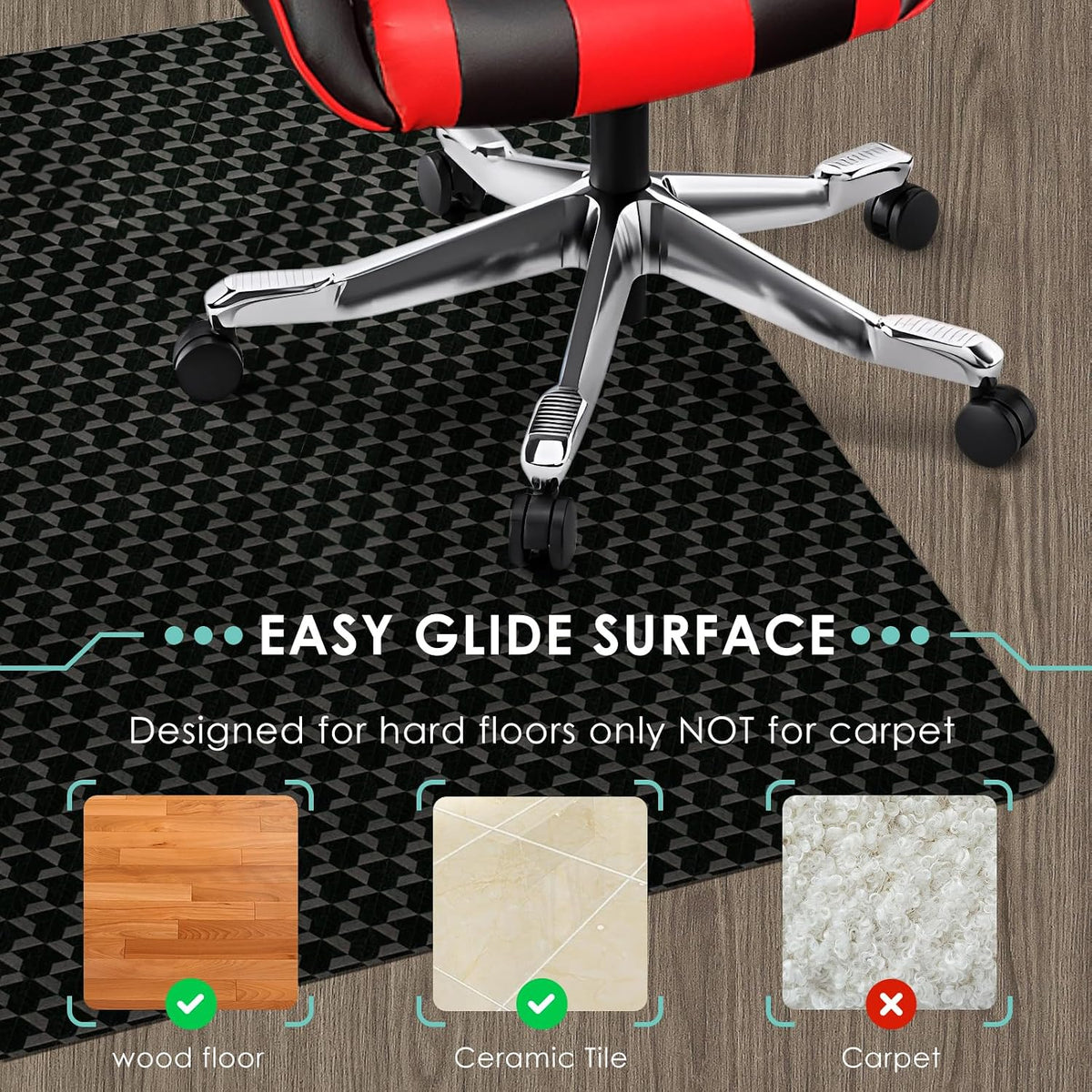 Vicwe Office Chair Mat for Hardwood Floor, 48" x 40" Chair Mat, Anti-Slip - Image 3