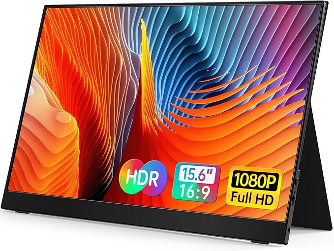 VILVA 15.6" FHD IPS USB-C HDMI Portable Monitor | 15.6" FHD IPS, USB-C/HDMI, cover+speakers, for PC/Mac/Phone/Xbox/Switch/PS4, portable. by VILVA