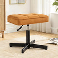 LUE BONA Adjustable Vanity Stool, 15''-19.5'' Foot Rest Under Desk, 360° Swivel Vanity Chair for Makeup Room, Ginger Yellow Upholstered Suede Ottoman for Bathroom & Living Room, 300lbs by LUE BONA