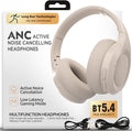 ANC Wireless Bluetooth 5.4 Headset, ENC Built-in Mic for Clear Calls, Hi-res, Foldable, Breathable Over Ear Comfort, Low Latency, Lightweight, 3.5 mm Audio Cable, Wired, for Cell Phones, Tablets, PC’s by LongRunTechnologies