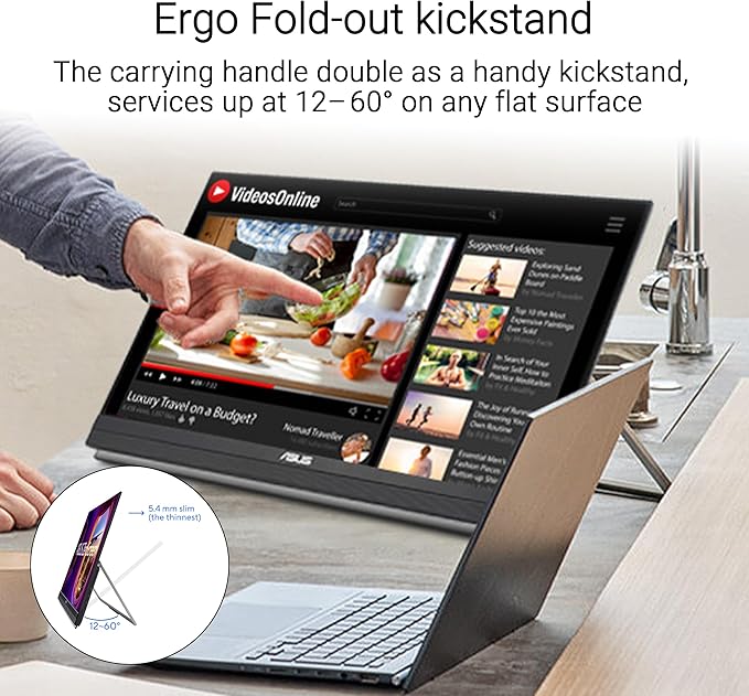 ASUS ZenScreen MB27ACF 27 Inch 1440p 100Hz USB-C Portable Monitor | USB-C PD 70W, C-clamp Arm, Speakers, Partition Hook, Kickstand, IPS, Subwoofer, Carrying Handle ,Display for MacBook and PC - Image 3