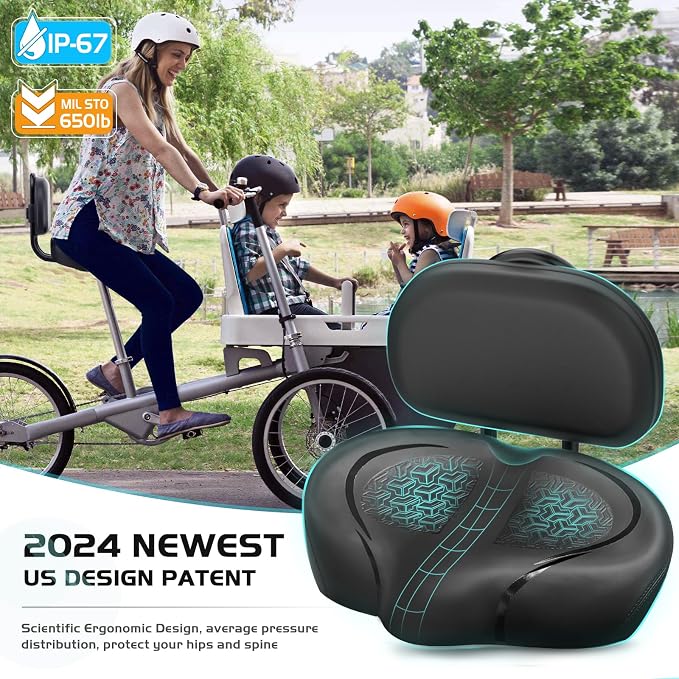 Noseless Bike Seat Cushion for Men & Women - Extra Padding & Comfort Wide Bicycle Seat, Oversized Comfortable Saddle for Peloton Bikes, Exercise Bikes, Electric Bikes, Cruiser Bikes - Image 6