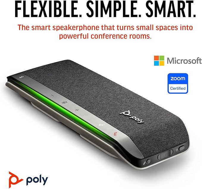 Poly Sync 40 Smart Speakerphone (Plantronics) - Flexible Workspaces - Connect to PC/Mac via USB-A or USB-C and Smartphones via Bluetooth - Works with Teams, Zoom – Amazon Exclusive - Image 2