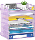 7 Tier Paper Organizer for Desk with Mesh Letter Trays and Handle Purple | Purple Desk File Organizer with Handle for Sorting Papers, Files, Folders, Mail, Bills and Office Supplies by Unknown