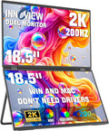 InnoView 18.5" Dual Portable Monitor 2K 200Hz 100% sRGB - Foldable & Stackable Design with 315° Screen Adjustment & 180° Stand | DP/USB-C/HDMI, Second Monitor for Laptop, Mac, Windows by InnoView