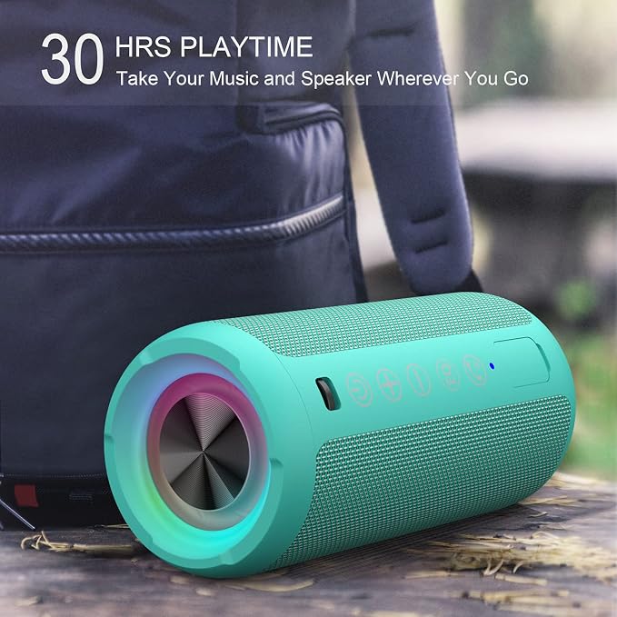 Ortizan X10 Portable Bluetooth Speaker, IPX7 Waterproof, Wireless, Teal | 24W Loud Stereo Sound, Deep Bass, Bluetooth 5.3, RGB Lights, Dual Pairing, 30H Playtime for Home/Outdoor/Party, Birthday Gift - Image 6