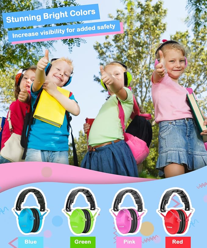 ZOHAN 032 Kids Noise Cancelling Headphones - 25dB NRR Kids Ear Protection, Hearing Protection Safety Ear Muffs for School Monster Truck Fireworks Traveling Studying Concerts Autism - Blue - Image 6