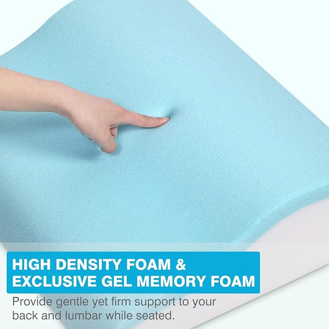 Lumbar Support Pillow for Recliner & Back Pillow for Couch, Dual Layer Memory Foam Back Support for Deep Recliner Chair for Senior Citizen to Sit Up Straight Light Grey - Image 3