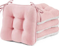 BETU Pink Chair Cushions for Dining Chairs Set of 4,3.5" Thick Kitchen Table Chair Pads with Ties,Non Slip Backing and Covers, Seat Cushion for Dining Room,Bar,Patio Chairs,15.5"X15.5"X3.5",Pink by BETU