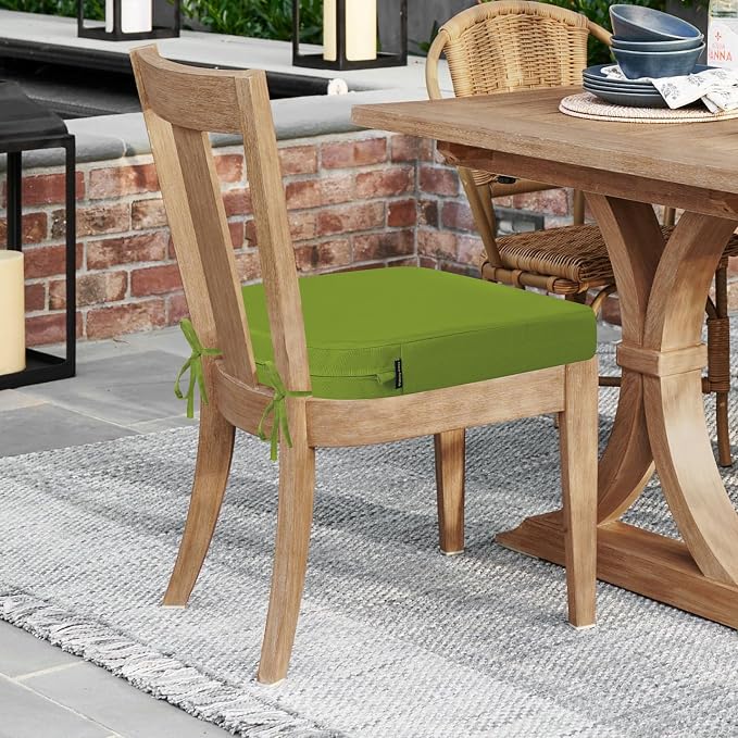 idee-home Outdoor Chair Cushions Set of 2, 17 x 17 Outdoor Seat Cushions | Patio Chair Cushions for Outdoor Furniture Waterproof with Ties, Outdoor Seat Cushion, Patio Chair Pads Dining Chair - Image 6