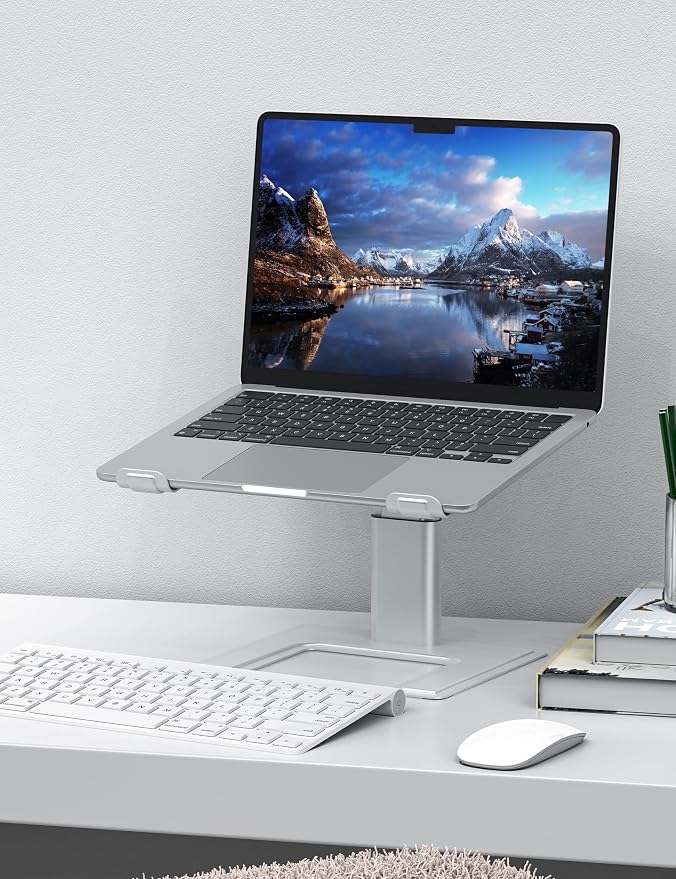 ALASHI Laptop Stand for Desk, Computer Stand Adjustable Height, Ergonomic Notebook Laptop Riser, Aluminum Metal Holder Compatible with 10 to 17.3 Inches Notebook PC Computer, Silver - Image 7
