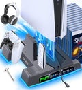 OIVO P5/Slim/Pro Stand and Cooling Station with LED Controller Charging Station for P 5 Console, Controller Charger, Cooling Stand, P5/Slim/Pro Skin Accessories Kit with 3 Level Cooler Fan, Gray by OIVO