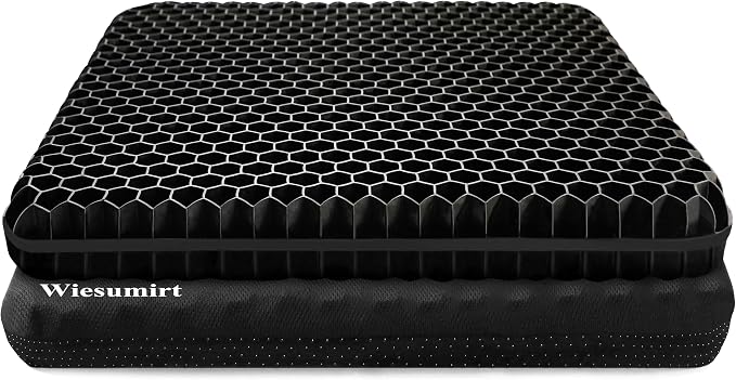 Extra Plus Size Gel Seat Cushion for Long Sitting, Large Cooling Supportive Seat Cushion for Lumbar Spine, Sciatica, Tailbone Pain Relief, Used for The Office, Wheelchair, Car, Recliner, Kayka.(Black) by Unknown