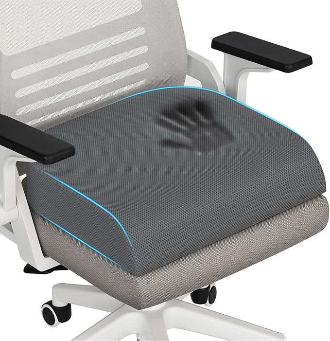 TranquilRelax Memory Foam Seat Cushion for Office Chair, 3-Inch, Gray | Medium-firm Support for Long Sitting, Washable Mesh Cover, Non-slip Base, Perfect for Car Seats & Short Drivers by Unknown