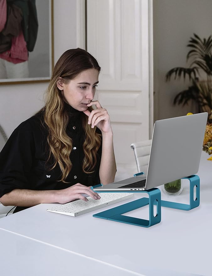 ALASHI Laptop Stand for Desk, Aluminum Computer Riser, Ergonomic Notebook Holder, Detachable Metal Laptops Elevator, PC Cooling Mount Support 10 to 15.6 Inches Notebook, Navy Blue - Image 6