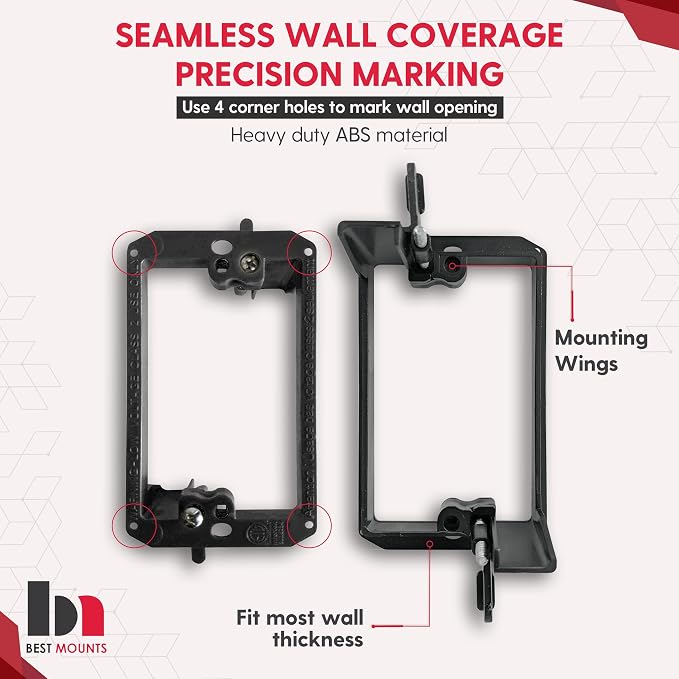 1 Pack Wall Plate Cable Pass Through with Bracket - In Wall Cable Management Kit - Recessed Cable Wall Plate Pair with Single Gang Low Voltage Mounting Bracket - Decorator Cover for Low Voltage Cables - Image 3