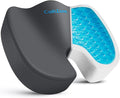 Gel Seat Cushion, Enhanced Memory Foam Cushion for Tailbone Pain, Gray | Cooling Gel for Office Chair, U-shaped Design Chair Cushion for Gaming, Car, Wheelchair, Non-Slip Base, Washable Cover by CushZone