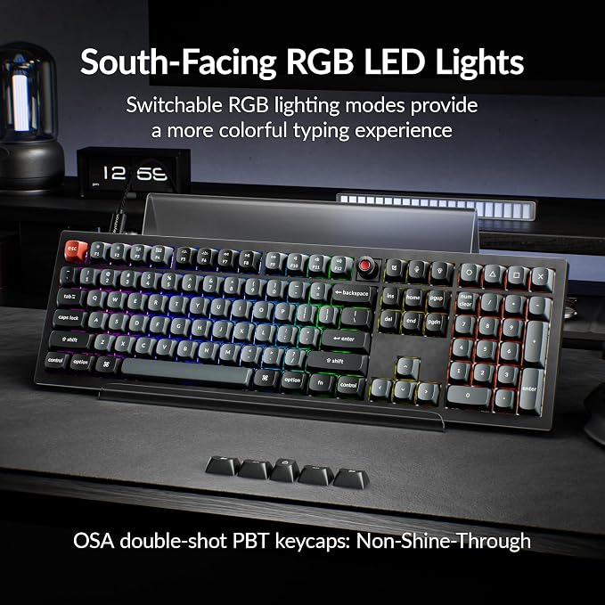 Keychron V6 8K Full Size Wired Mechanical Keyboard with Programmable Knob, 8000 Hz Polling Rate, OSA PBT Keycaps, Hot-swappable Super Red Switchs, RGB Backlit for Mac Windows Linux - Image 5