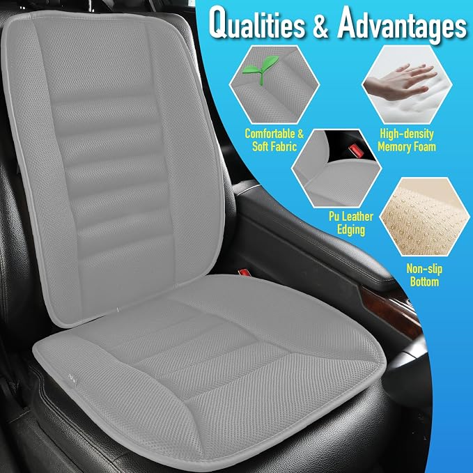 Lofty Aim Car Seat Cushion with Back Support Pillow, Driver Seat Cushion | Lumbar Support & Seat Cushion, Memory Foam Seat Cushion for Pain Relief, Butt Pillow for Car, Breathable 4D Mesh Gray - Image 8