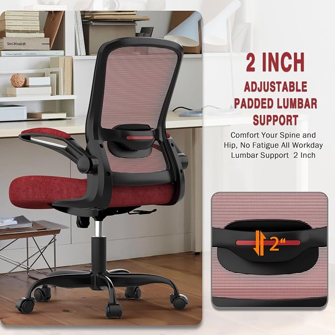 Ergonomic Office Chair w/Adjustable Lumbar, Flip Armrest, 135° Recline | Supports 300 lbs · Seat 19.48"–23.4" · Breathable mesh · 20–30 min assembly · 5-year warranty - Image 8