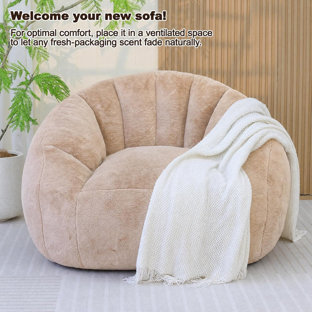 Giant Bean Bag Chair for Adults, Teens and Kids, Cozy Fluffy Corduroy Beanbag Chair with Filler, Large Floor Lounge Sofa for Living Room, Bedroom, Dorm, Gaming and Reading(XL-Brown) - Image 8