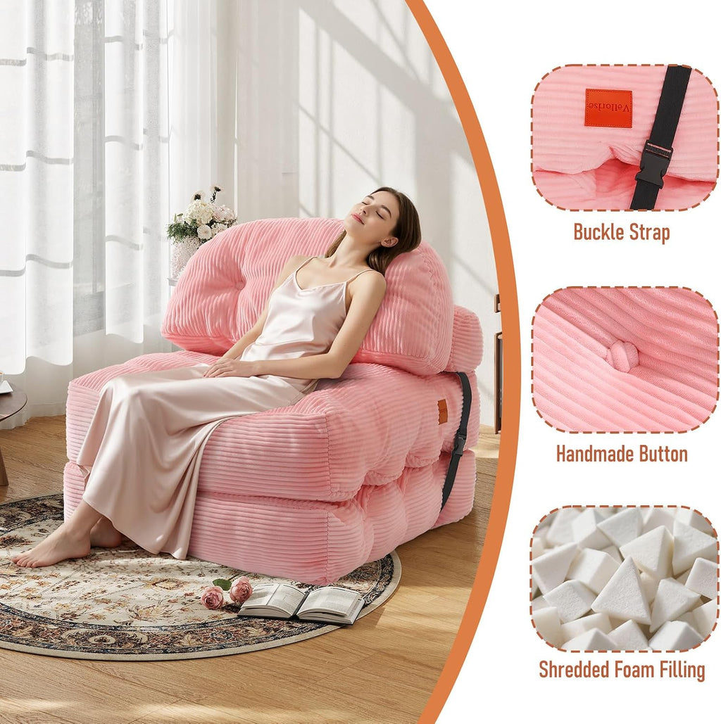 Folding Sofa Bed, Convertible Sleeper Chair with Back Support and Pillow - Image 5