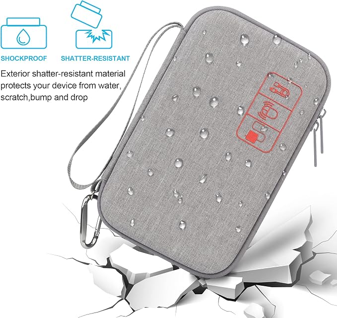Elonbo Hard Travel Cords Organizer Universal Small Electronic Accessories Carrying Case for Chargers Cables MacBook Adapter Magic Mouse Apple Pencil USB Flash Disk Tech Portable Storage Bag, Grey - Image 6