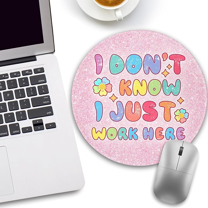 Funny Cute Mouse Pad, IDK Small Round Mousepad for Desk, Laptop | Mini Travel Wireless Mice Pad for Computer, Office Accessories, Coworker Gifts, 8.6 x 8.6 inch - Image 2