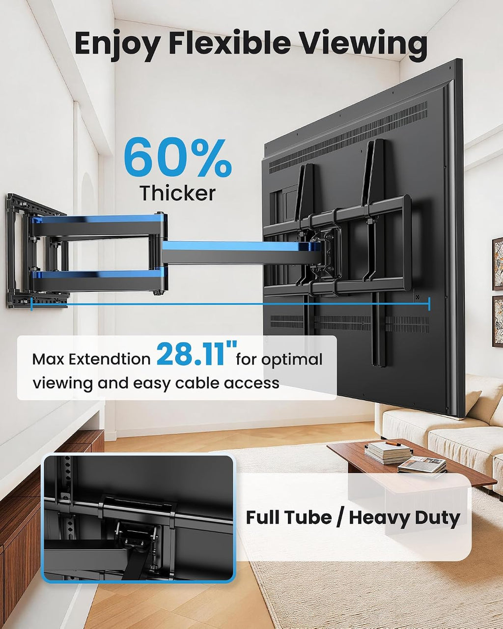 Full Motion TV Wall Mount Bracket for 85 86 90 98 100 120 inch TVs - Image 3