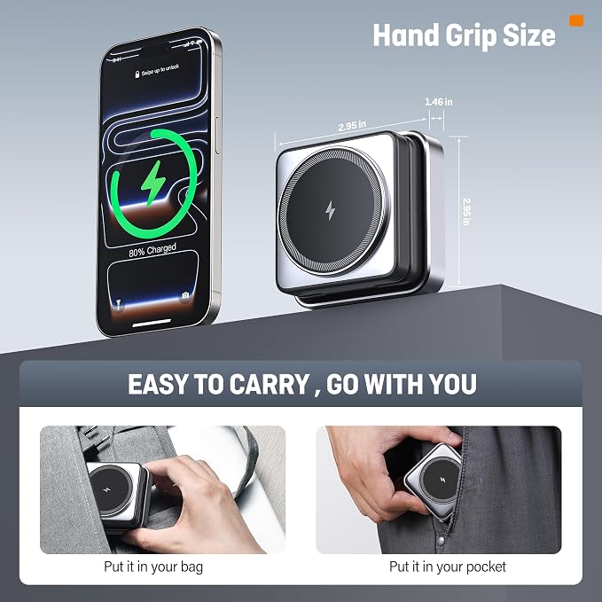 Augnner 25W 3-in-1 Charging Station for Apple Device, Black Foldable Magnetic Wireless Charger, Fast Travel Charging Stand for iPhone17/16/15/14/13/12 Series, AiWatch/AirPods - Image 2