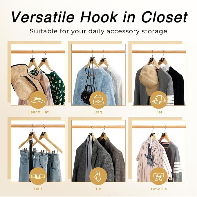 HOUSE DAY Space Saving Hangers 100 Pack, Clothes Hanger Connector Hooks | Heavy Duty Closet Space Saver, Small Space Solutions, Cascading Dorm Room Closet Organizer and Storage - Black - Image 3