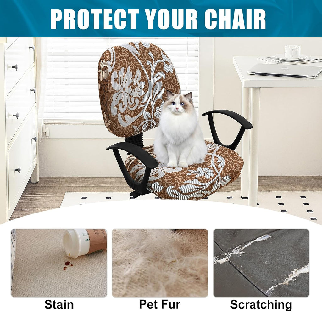 Smiry Stretch Printed Office Computer Desk Chair Covers for Seat & Backrest - Image 8