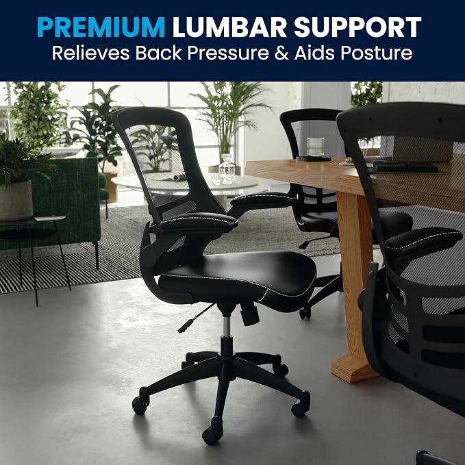 Flash Furniture Desk Chair with Wheels - Swivel Chair with Mid-Back Black Mesh and LeatherSoft Seat for Home Office and Desk - Image 9