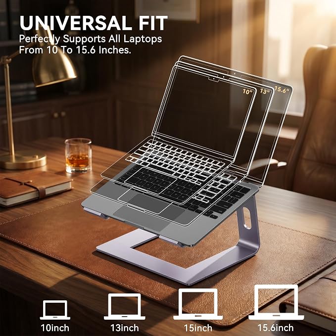 SOUNDANCE Laptop Stand, Aluminum Computer Riser, Ergonomic Laptops Elevator for Desk, Metal Holder Compatible with 10 to 15.6 Inches Notebook Computer, Purple - Image 5