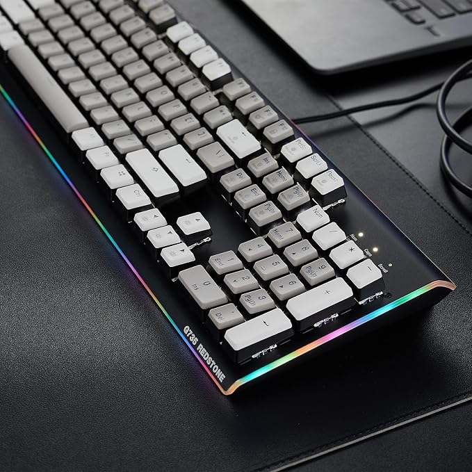Hexgears GK735 Wired Full Size Mechanical Keyboard, Aluminum Housing Built for Gamers w/Kailh Box Brown Switch, White Backlit + Surrounded by RGB Light Strip, 104 Keys Gaming Keyboard for PC/Mac - Image 2
