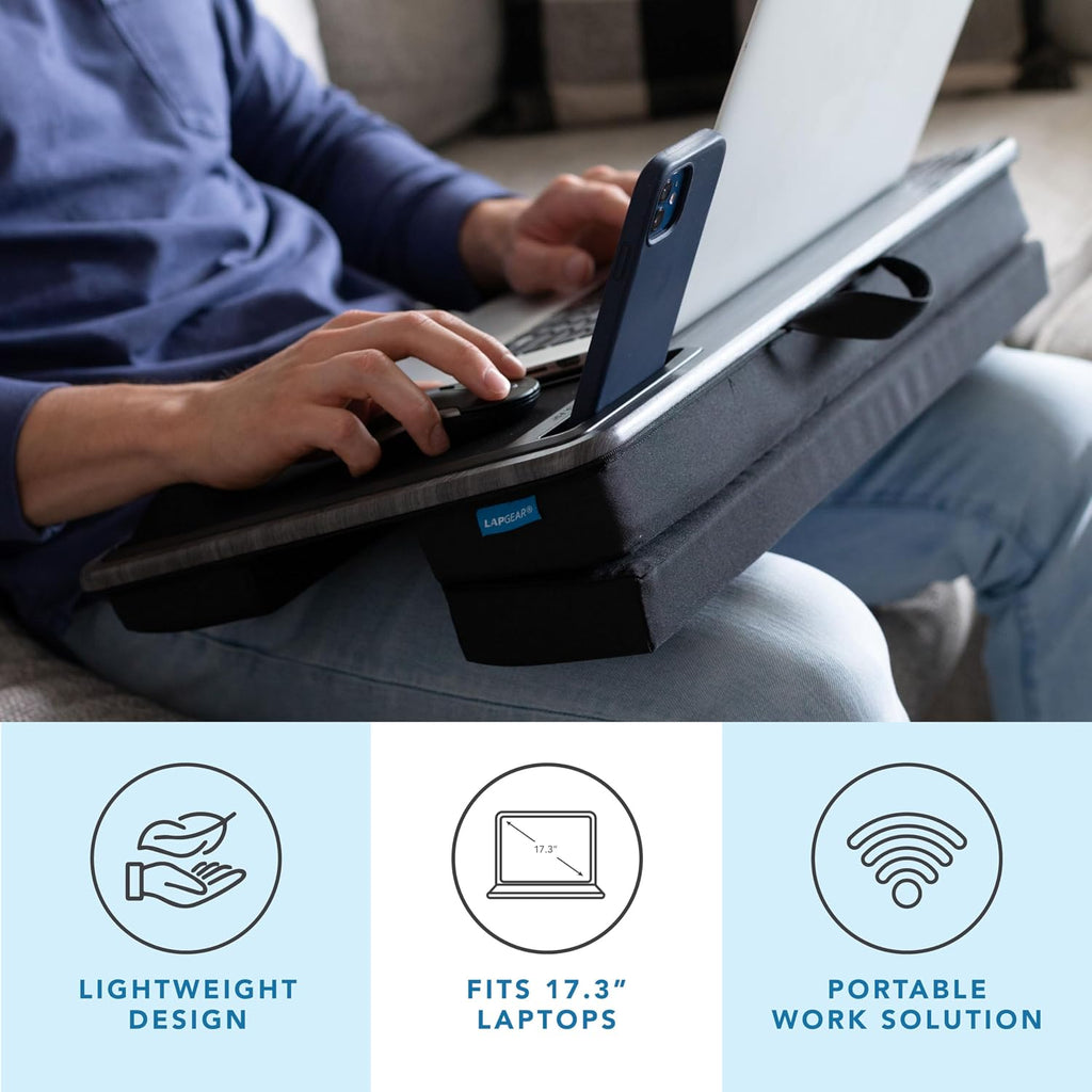 LAPGEAR Extra Large Adjustable Lap Desk – Black Carbon, Fits 17.3" Laptops - Image 2