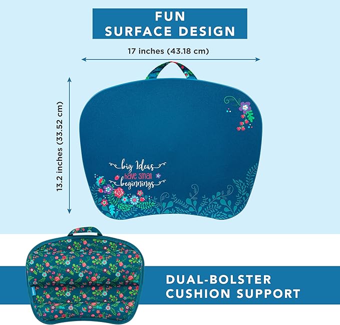 LAPGEAR MyStyle Lap Desk – Big Ideas, Fits 15.6” Laptops | Dual-Bolster Microbead Cushion, Built-In Carry Handle, Ergonomic Curved Front Edge - Image 5